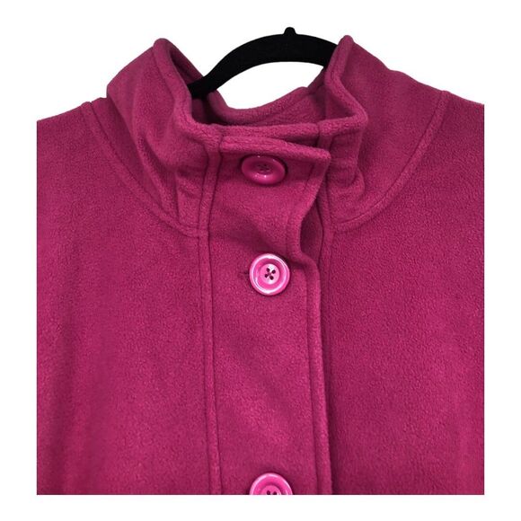 Woman Within Plus Size 2X Oversized Pink Coat, Wash n Wear Fleece, Sateen liner - Picture 3 of 8